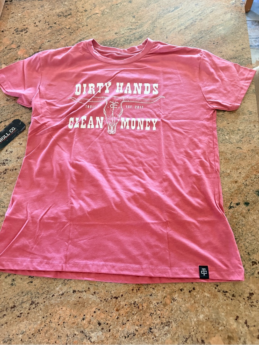 Dirty Hands Clean Money Pink Short Sleeve Graphic Tee - Women